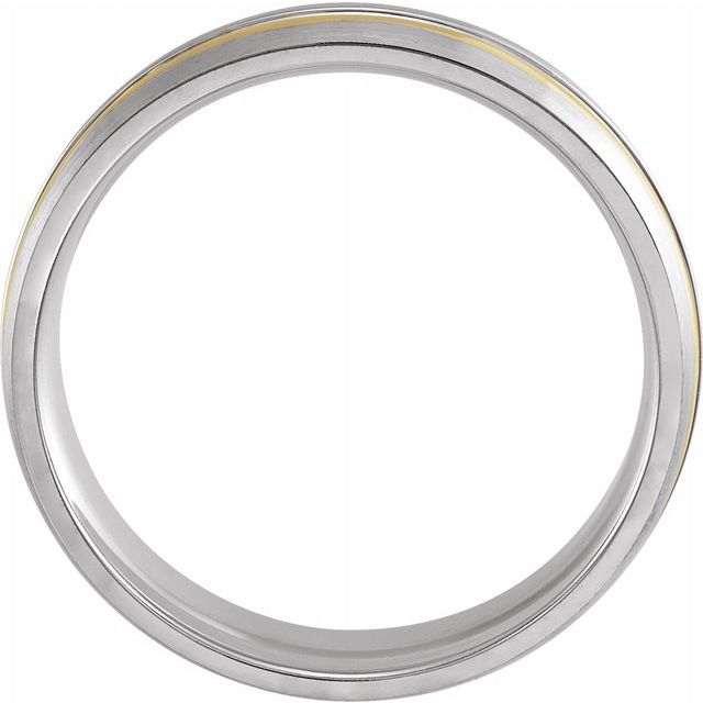 14K White & Yellow 6 mm Grooved Band with Brush Finish