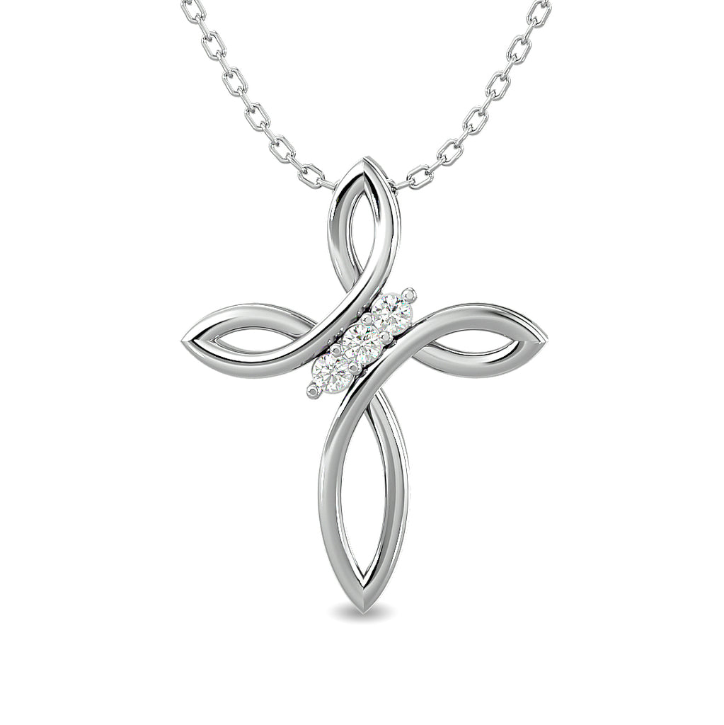 Cross Diamond and Silver Pendant Gift