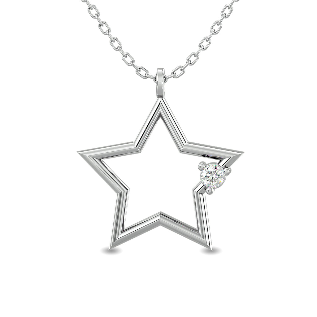 Diamond 1/20 CT TW Star Pendant In Sterling Silver