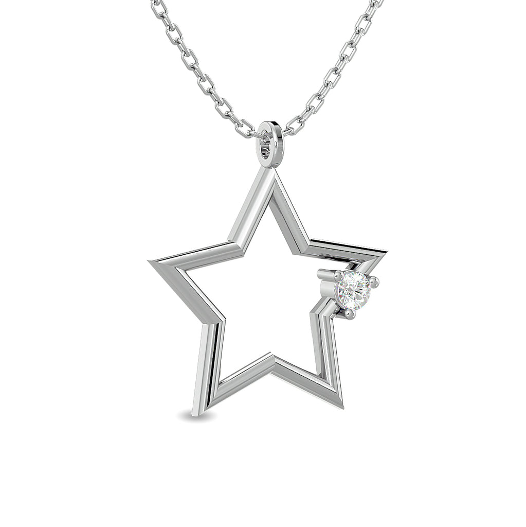 Diamond 1/20 CT TW Star Pendant In Sterling Silver