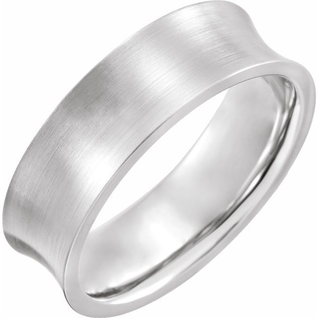 14K White 7 mm Concave Edge Band with Satin Finish