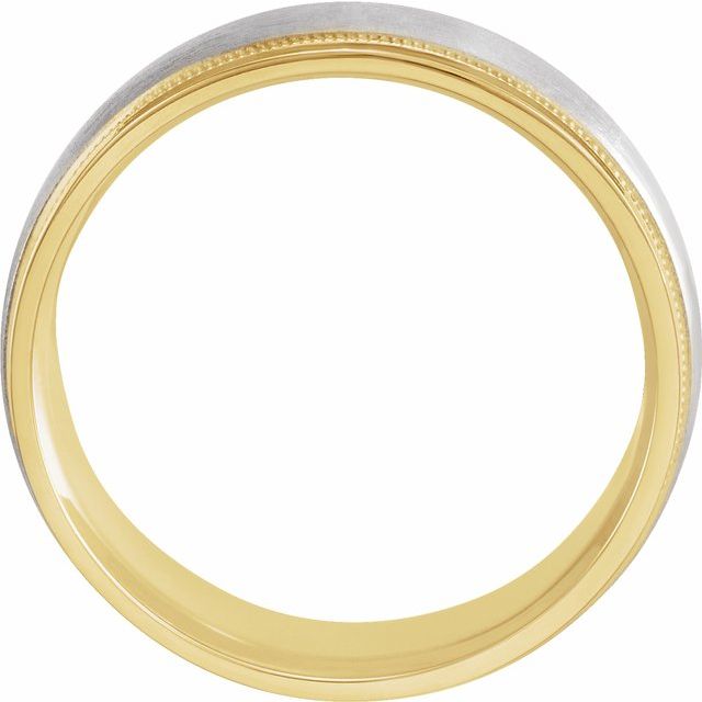 14K Yellow/White 7 mm Flat Edge Band with Matte Finish