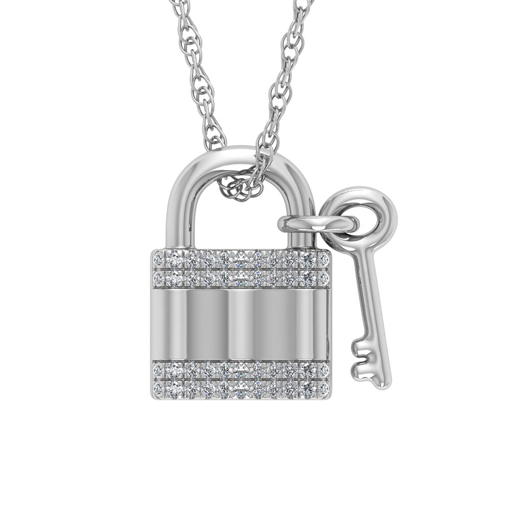 DIAMOND 1/20 CT.TW. LOCK AND KEY PENDANT IN 925 SILVER