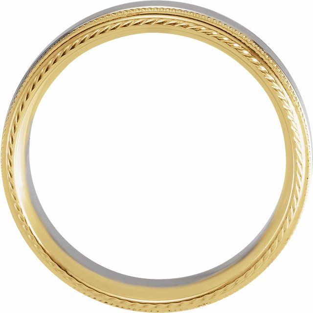 14K Yellow/White/Yellow 6 mm Rope Edge Band with Milgrain