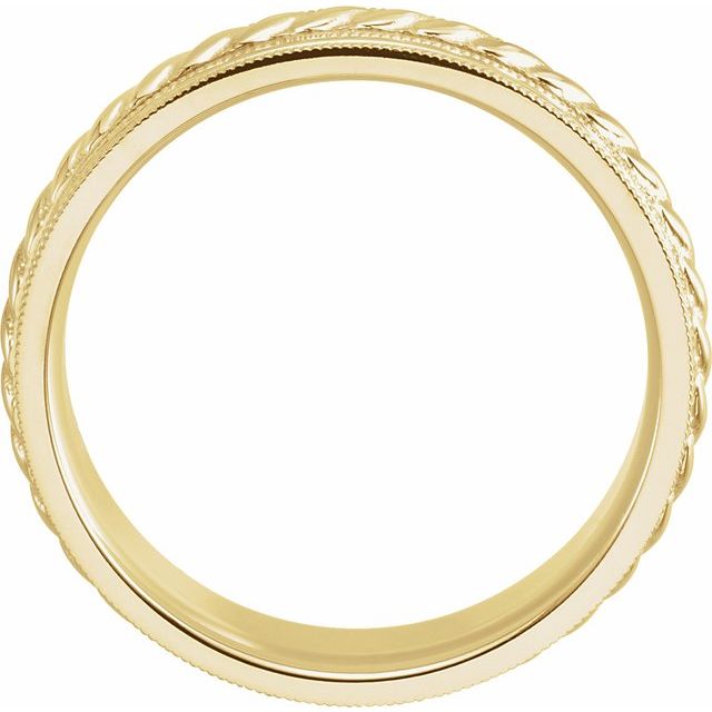 14K Yellow 7 mm Rope Pattern Band with Milgrain