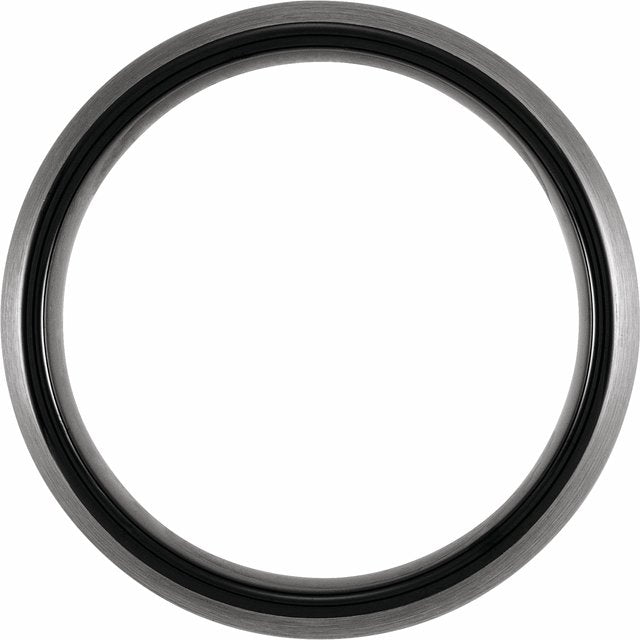 Black PVD Tungsten 8 mm Half Round Band Size 10 with Satin Finish