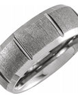 Tungsten 8 mm Grooved Beveled Edge Band