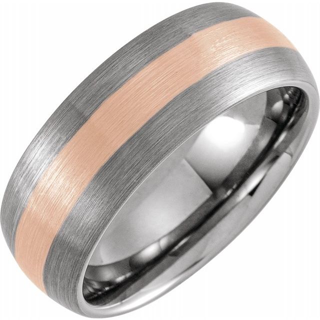 18K Rose Gold PVD Tungsten 8 mm Half Round Band