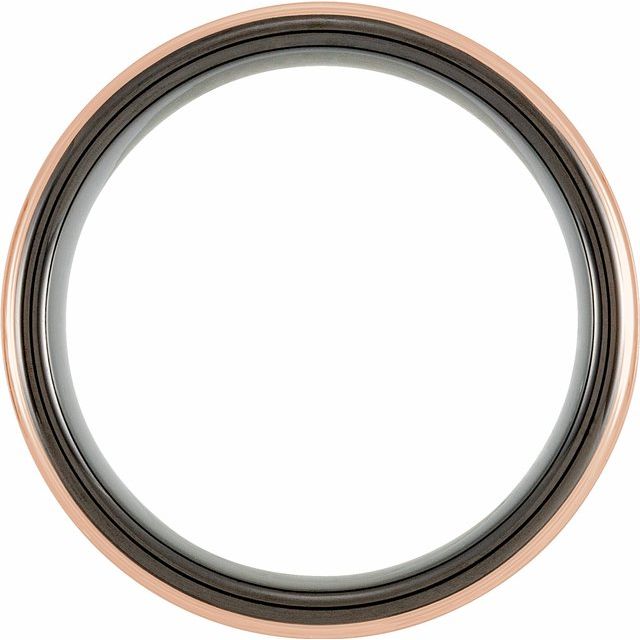 Black & 18K Rose Gold PVD Tungsten 6 mm Grooved Band