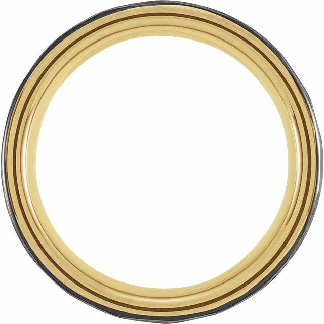 Black & 18K Yellow Gold PVD Tungsten 8 mm Grooved Band