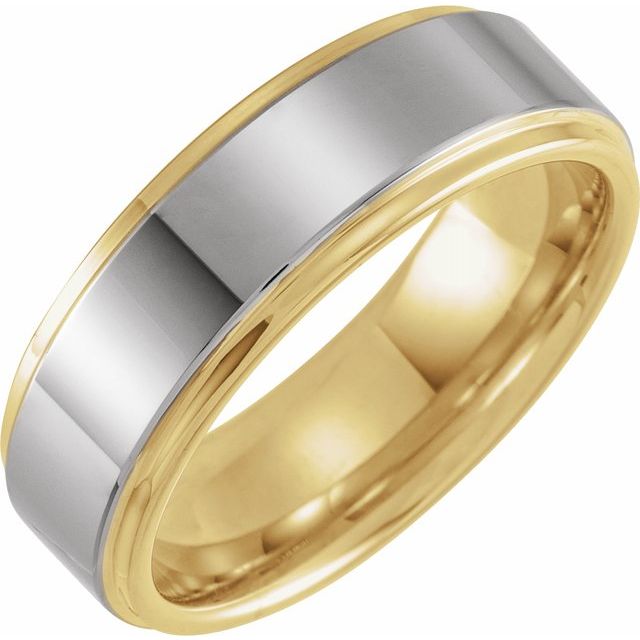 18K Yellow Gold PVD Tungsten 8 mm Flat Edge Band