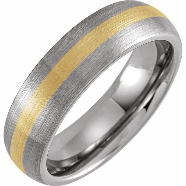 Tungsten &amp; 18K Yellow Gold PVD 6 mm Domed Band