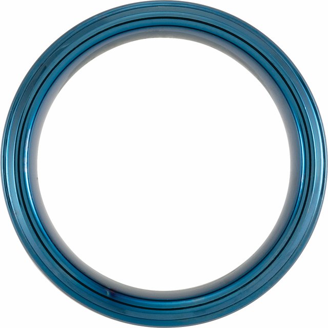 Blue PVD Tungsten 8 mm Beveled-Edge Band with Satin Finish