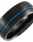 Black & Blue PVD Tungsten 8 mm Grooved Band