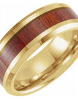 Tungsten 8 mm Beveled-Edge Band with Walnut Wood Inlay
