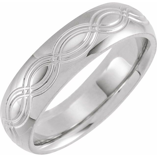 14K White 6 mm Infinity Patterned Band