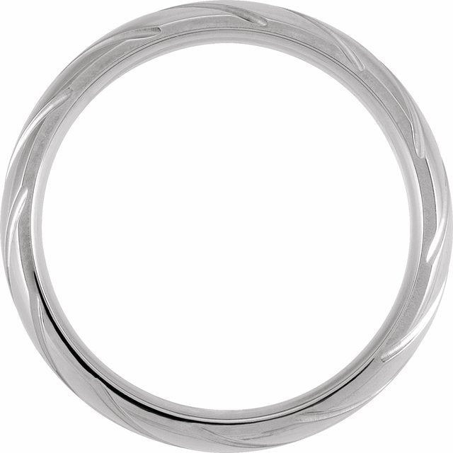 14K White 6 mm Grooved Band