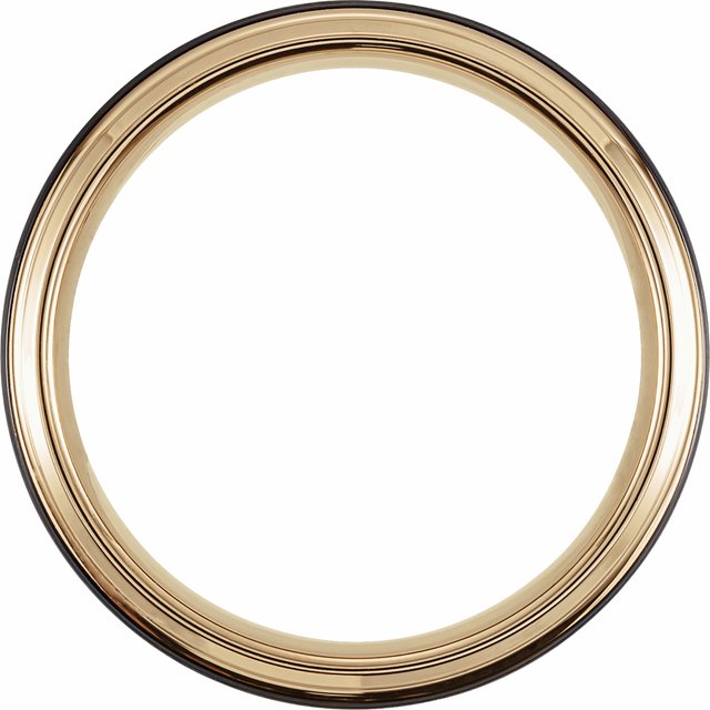 18K Yellow Gold &amp; Black PVD Tungsten 6 mm Beveled-Edge Band