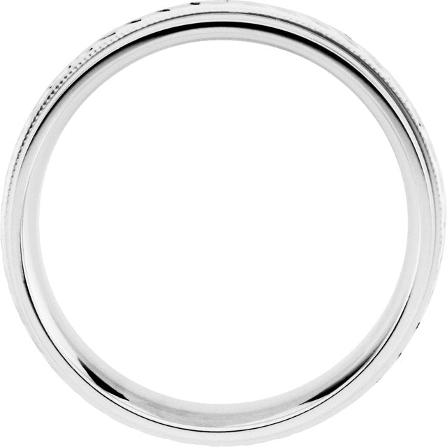 14K White 6 mm Design-Engraved Band