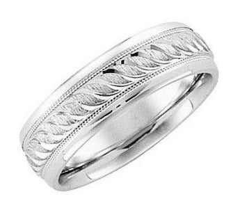 14K White 6 mm Design-Engraved Band