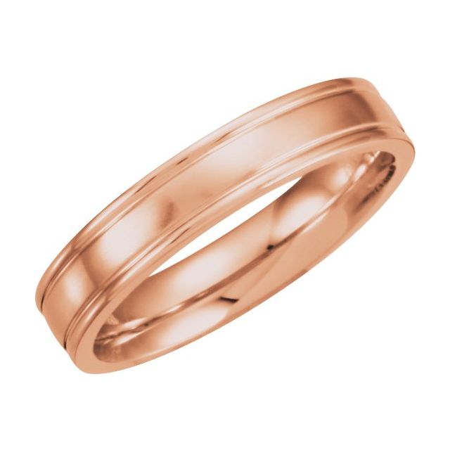 14K Rose 4.5 mm Grooved Band with Satin Finish