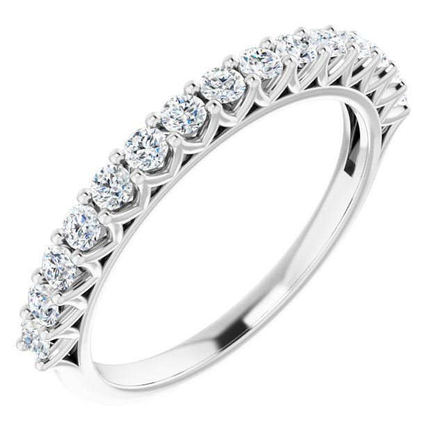 14K White 2 mm Round 1/2 CTW Diamond Anniversary Band