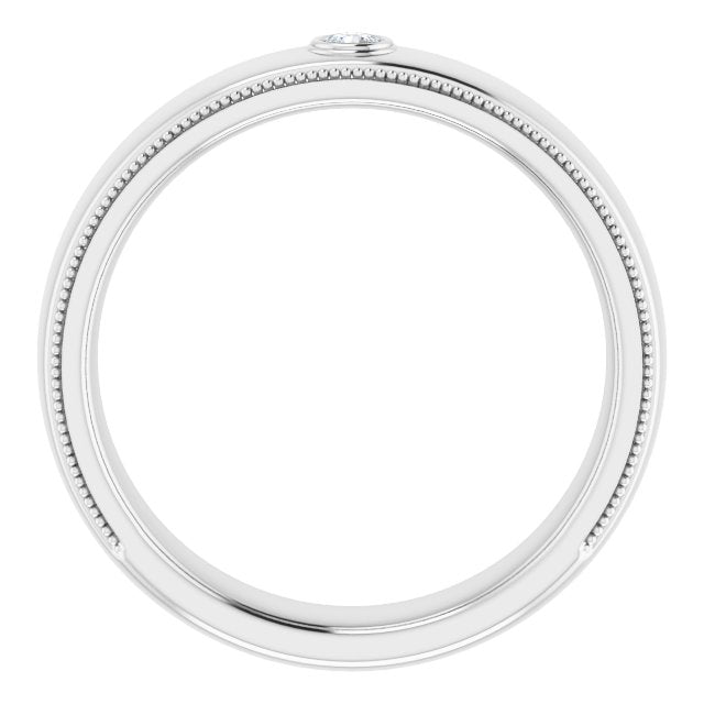 14K White 3 mm Round Men's Ring