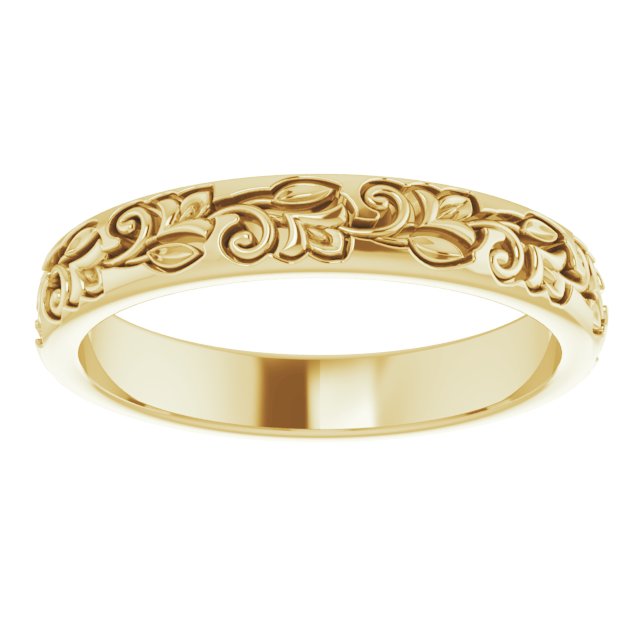 14K Yellow 3 mm Floral Band