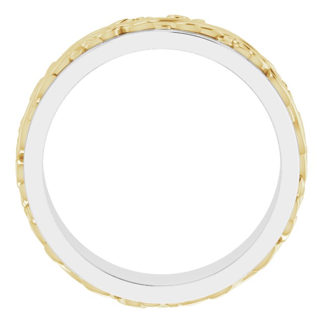 14K White/Yellow 7 mm Sculptural-Inspired Band