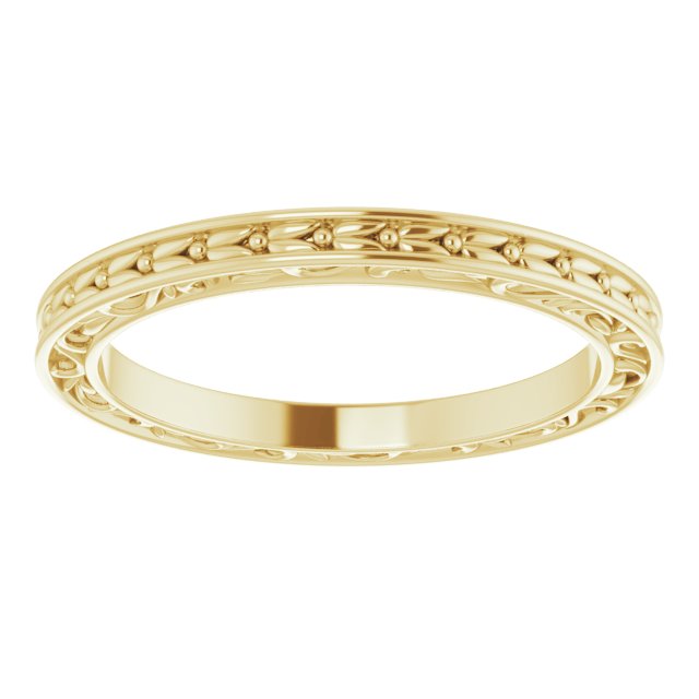 14K Yellow 2 mm Sculptural-Inspired Leaf Band