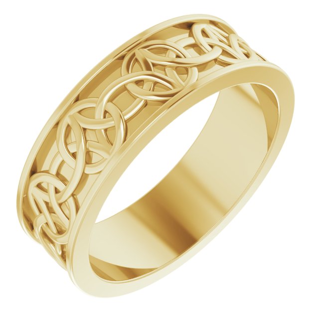 14K Yellow 7 mm Celtic-Inspired Band