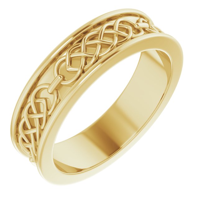 14K Yellow 6 mm Celtic-Inspired Band