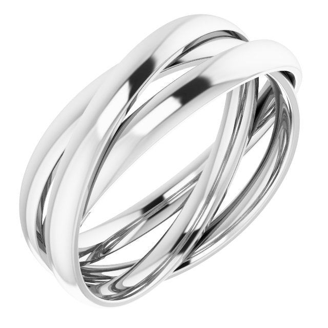 14K White 2.4mm Three Band Rolling Ring