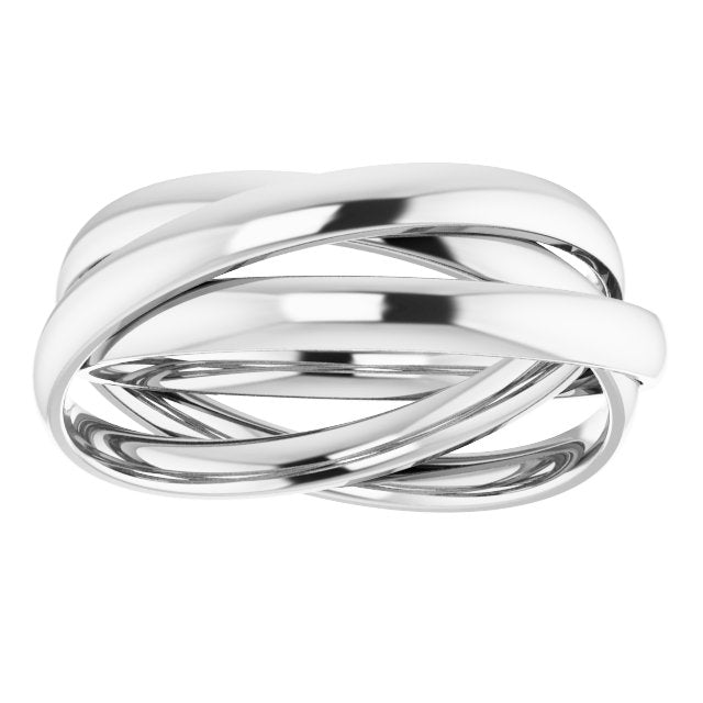 14K White 2.4mm Three Band Rolling Ring