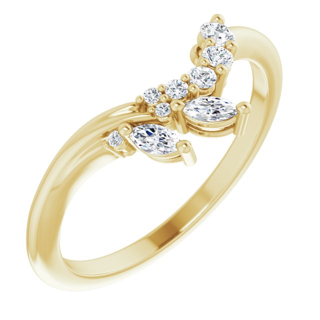 14K Yellow 1/5 CTW Diamond Contour Band