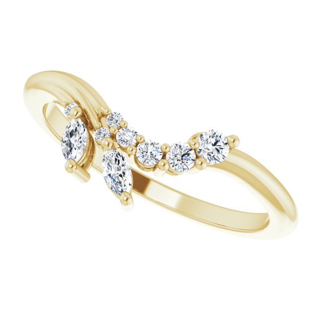 14K Yellow 1/5 CTW Diamond Contour Band