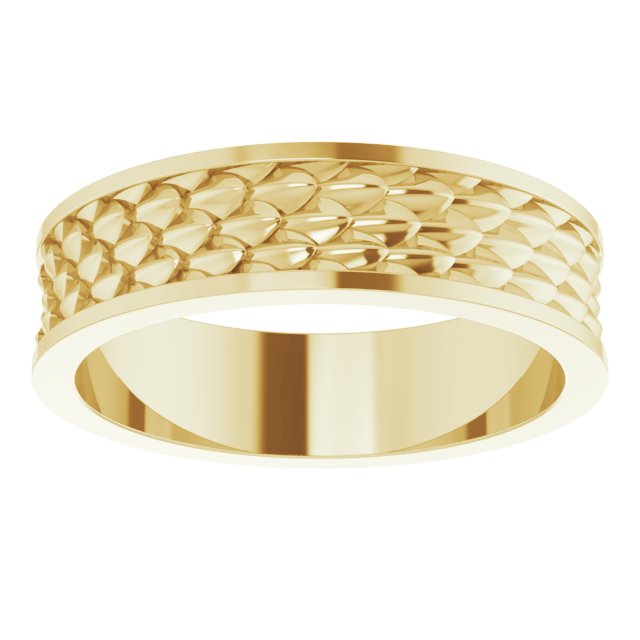 14K Yellow 6 mm Scale Patterned Band