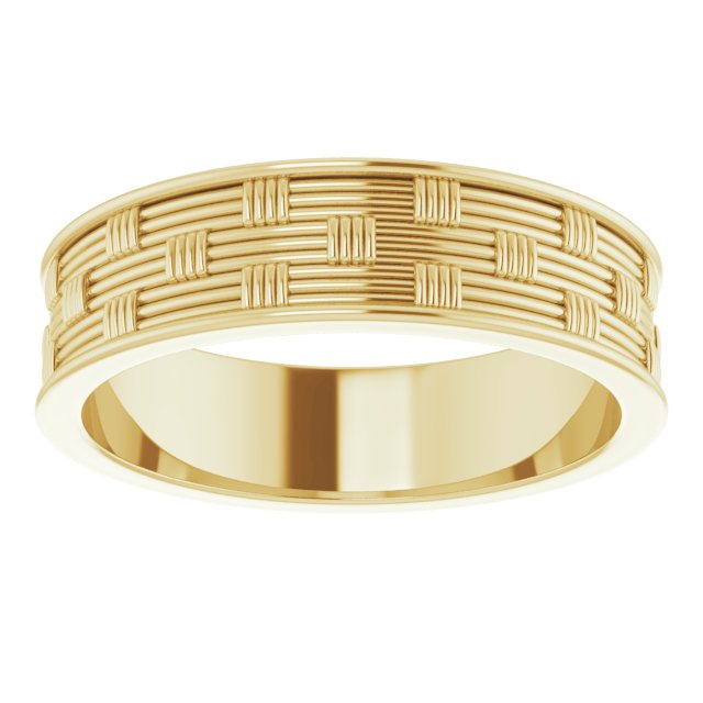 14K Yellow 6 mm Patterned Band