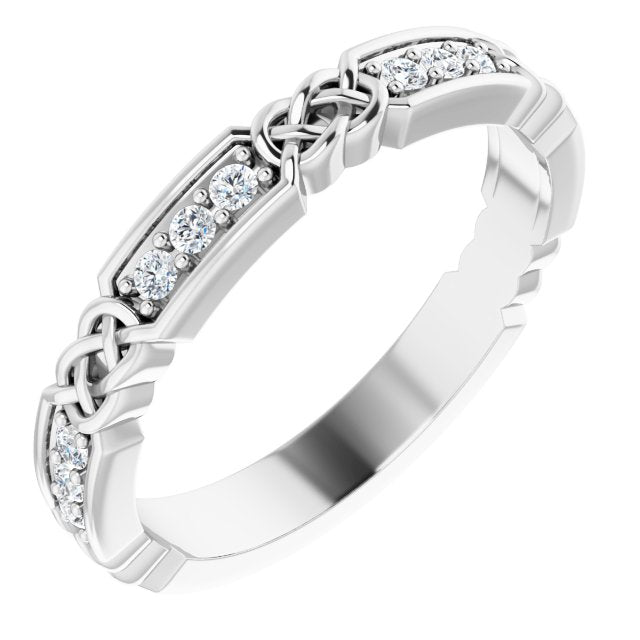 14K White 1/6 CTW Diamond Celtic-Inspired Anniversary Band