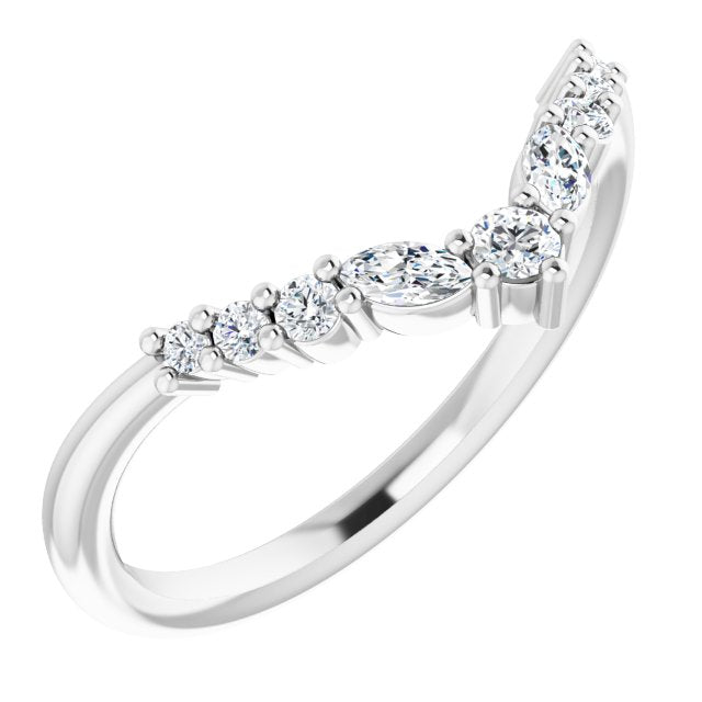 14K White 1/5 CTW Diamond Contour Band