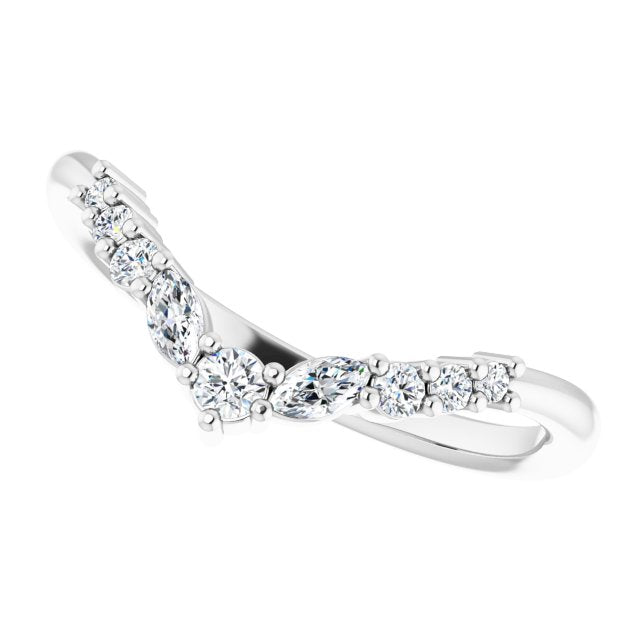 14K White 1/5 CTW Diamond Contour Band