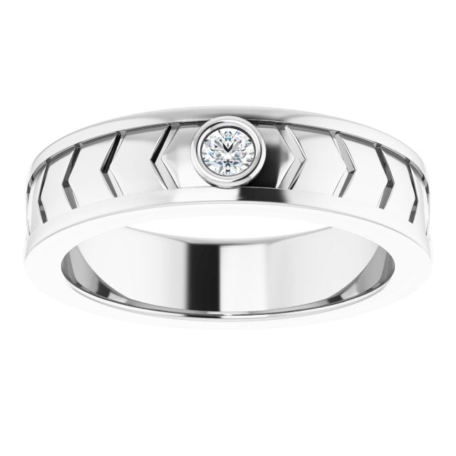 14K White 3 mm Round Design Band