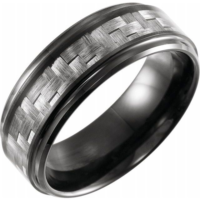 Black PVD Tungsten 8 mm Band with Grey Carbon Fiber Inlay