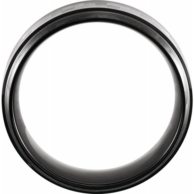 Black PVD Tungsten 8 mm Band with Grey Carbon Fiber Inlay