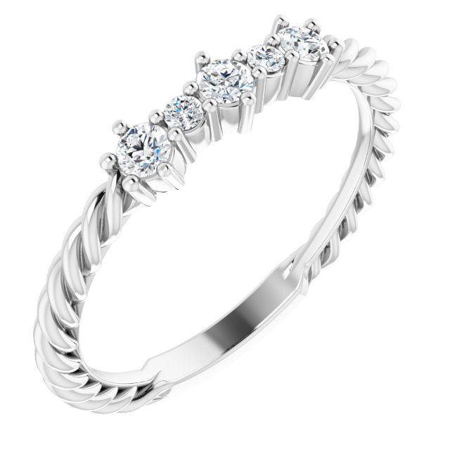 14K White 1/5 CTW Diamond Rope Anniversary Ring