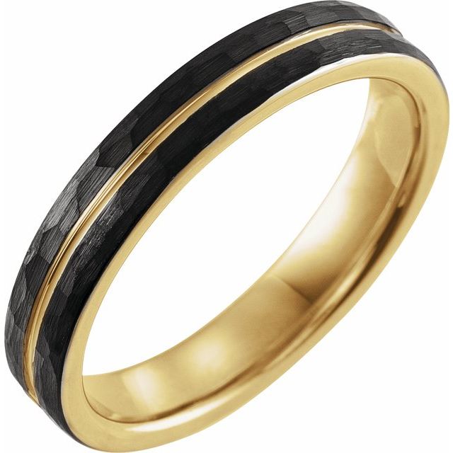 18K Yellow Gold PVD & Black PVD Tungsten 4 mm Band