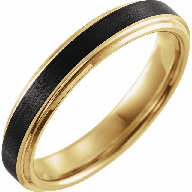 18K Yellow Gold PVD & Black PVD Tungsten 4 mm Band