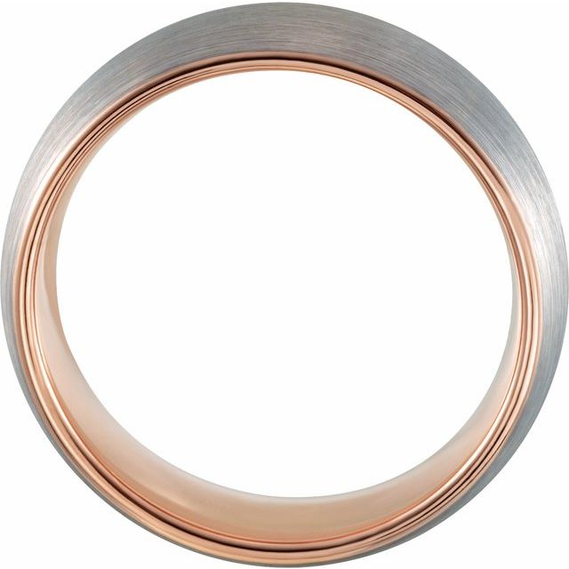 18K Rose Gold PVD Tungsten 6 mm Half Round Band With Satin Finish