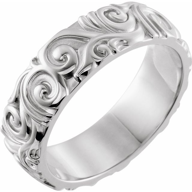 14K White 6 mm Sculptural Band