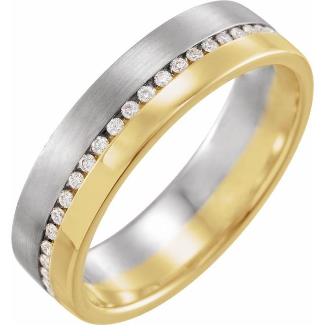 14K White/Yellow 1/3 CTW Diamond 6mm Band